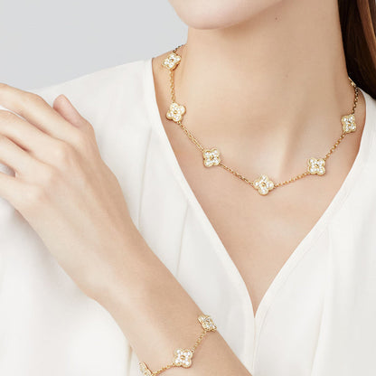 [Amore Jewels]CLOVER 10 MOTIFS DIAMOND NECKLACE