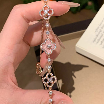 [Amore Jewels]CLOVER 5 MOTIF PINK BLUE RED WHITE BRACELET