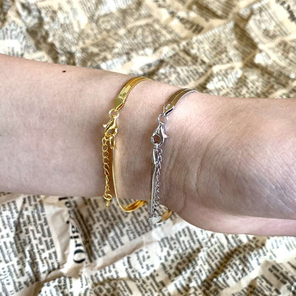[Amore Jewels]Flat Snake Bone Chain Blade Necklace