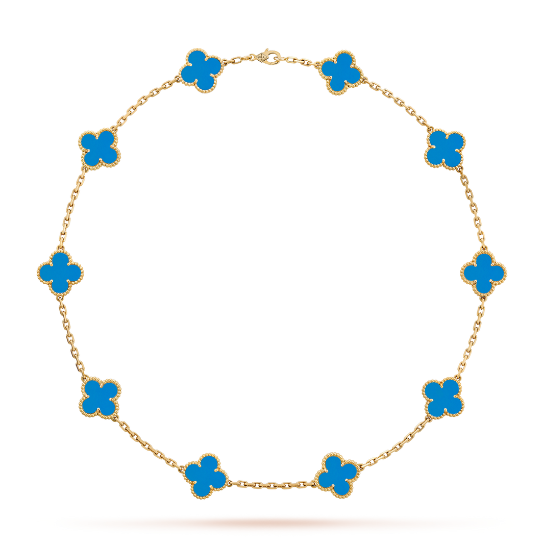 [Amore Jewels]CLOVER 10 MOTIFS BLUE AGATE NECKLACE