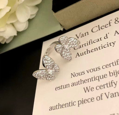 [Amore Jewels]TWIN SILVER BUTTERFLY DIAMOND RING