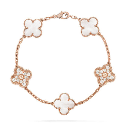 [Amore Jewels]CLOVER WHITE PEARL MOP 5 MOTIF BRACELET COLLECTION