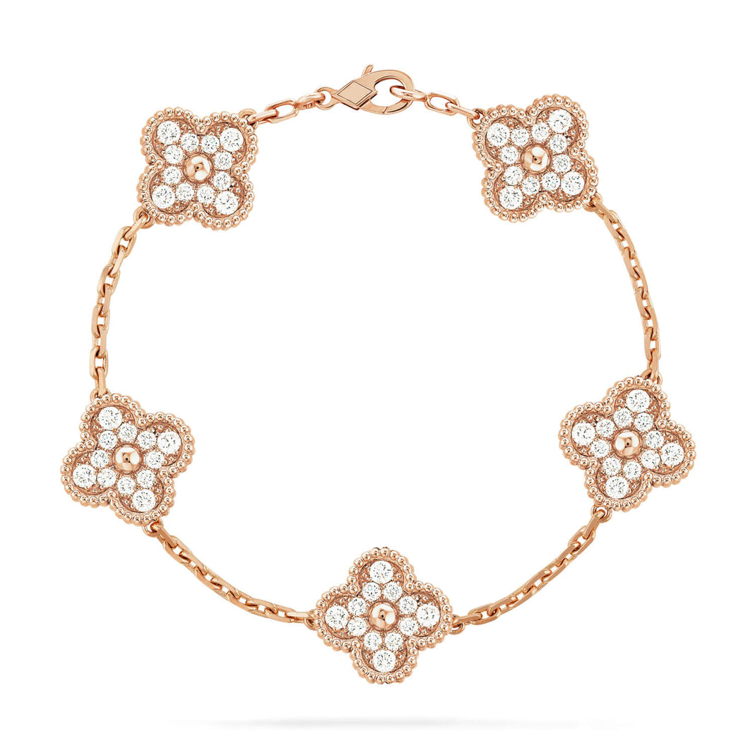 [Amore Jewels] CLOVER 5 MOTIF FULL DIAMOND BRACELET COLLECTION