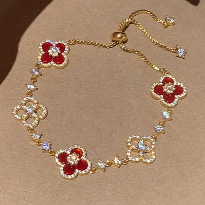 [Amore Jewels]CLOVER 5 MOTIF PINK BLUE RED WHITE BRACELET