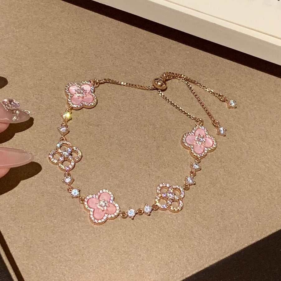 [Amore Jewels]CLOVER 5 MOTIF PINK BLUE RED WHITE BRACELET