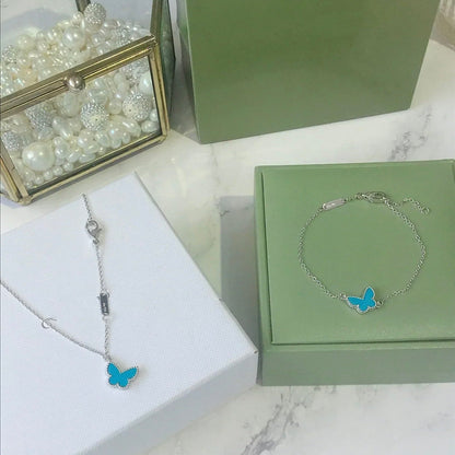 [Amore Jewels]BUTTERFLY TURQUOISE BUTTERFLY BRACELET SILVER