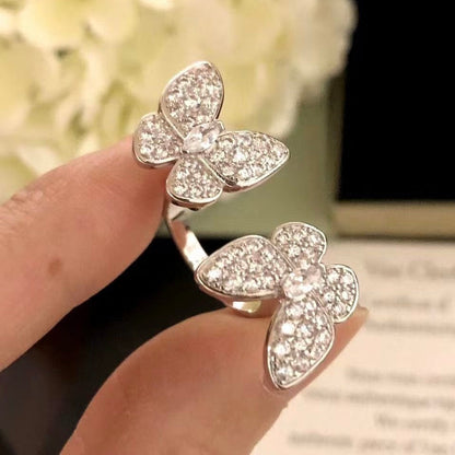 [Amore Jewels]TWIN SILVER BUTTERFLY DIAMOND RING