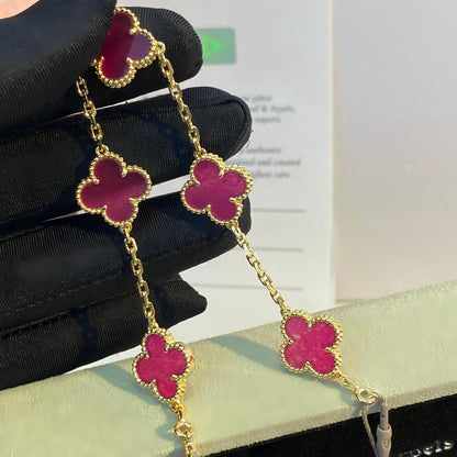 [Amore Jewels]NEW CLOVER 5 MOTIFS PINK ENAMEL BRACELET