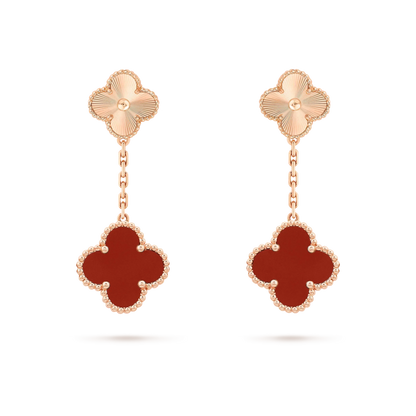[Amore Jewels]CLOVER 2 MOTIF  LASER CARNELIAN EARRINGS