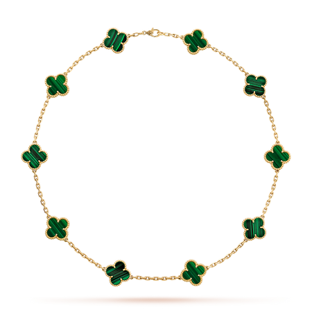 [Amore Jewels]CLOVER 10 MOTIFS MALACHITE NECKLACE