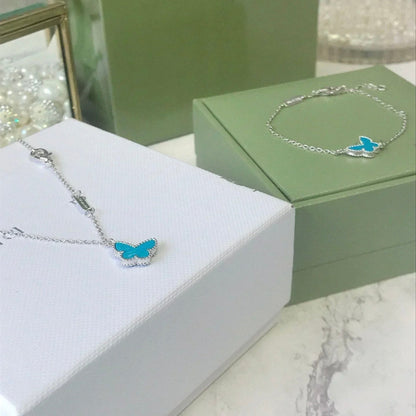 [Amore Jewels]BUTTERFLY TURQUOISE BUTTERFLY BRACELET SILVER