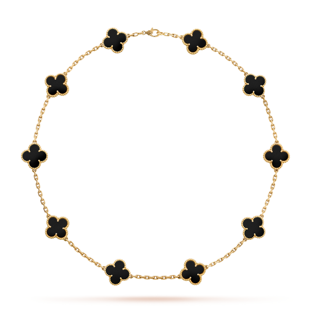 [Amore Jewels]CLOVER 10 MOTIFS ONYX NECKLACE