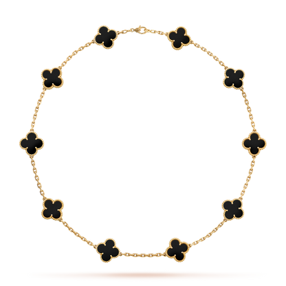 [Amore Jewels]CLOVER 10 MOTIFS ONYX NECKLACE