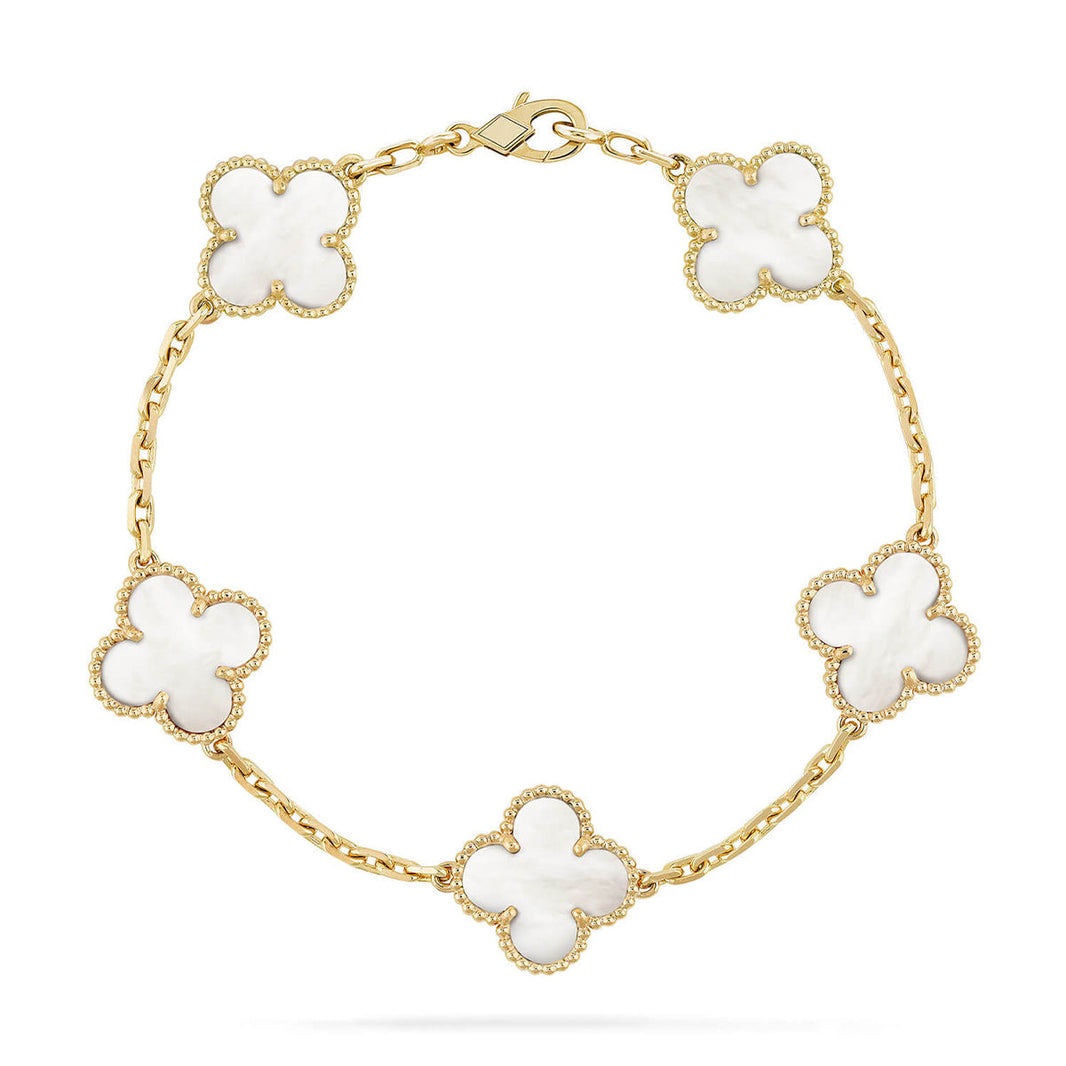 [Amore Jewels]CLOVER WHITE PEARL MOP 5 MOTIF BRACELET COLLECTION