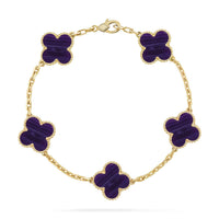 [Amore Jewels]CLOVER 5 MOTIF PURPLE STRIPES BRACELET COLLECTION