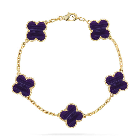 [Amore Jewels]CLOVER 5 MOTIF PURPLE STRIPES BRACELET COLLECTION