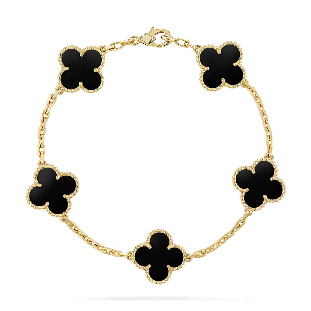 [Amore Jewels] CLOVER 5 MOTIF ONYXS BRACELET COLLECTION
