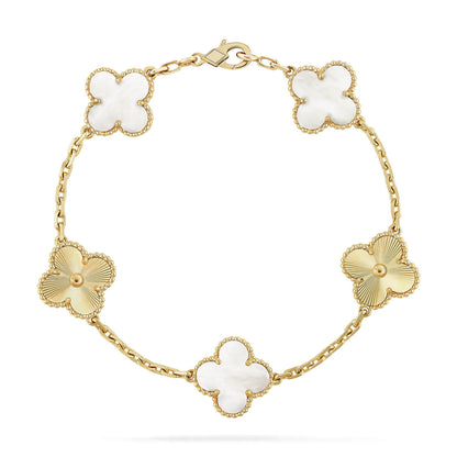 [Amore Jewels]CLOVER WHITE PEARL MOP 5 MOTIF BRACELET COLLECTION