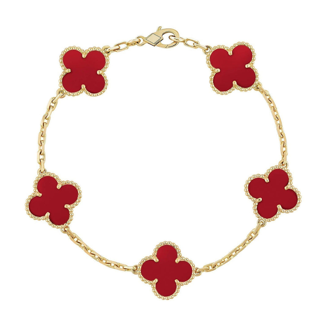 [Amore Jewels] CLOVER 5 MOTIF RED CORNELIAN BRACELET COLLECTION