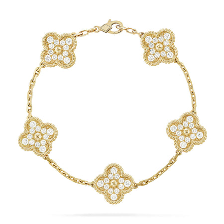 [Amore Jewels] CLOVER 5 MOTIF FULL DIAMOND BRACELET COLLECTION