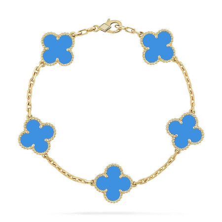 [Amore Jewels] CLOVER 5 MOTIF BLUE AGATE BRACELET COLLECTION