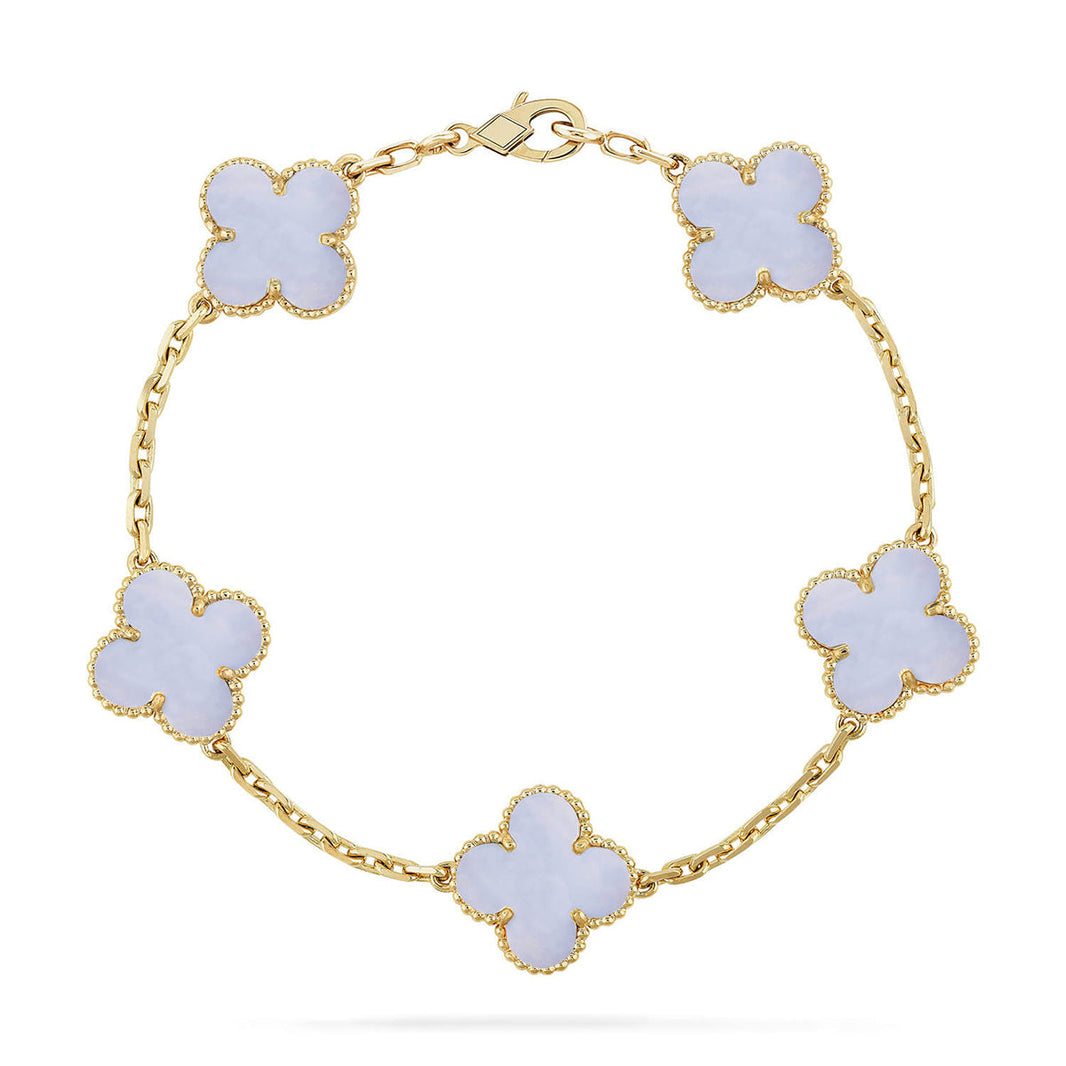 [Amore Jewels] CLOVER 5 MOTIF PURPLE CHALCEDONY BRACELET COLLECTION
