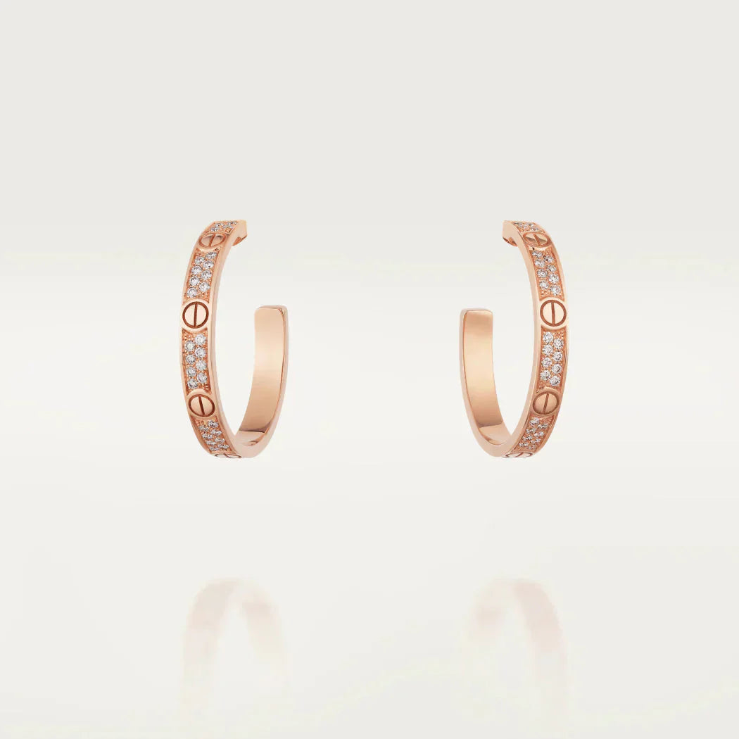 [Amore Jewels]LOVE DIAMOND PINK GOLD HOOP EARRINGS