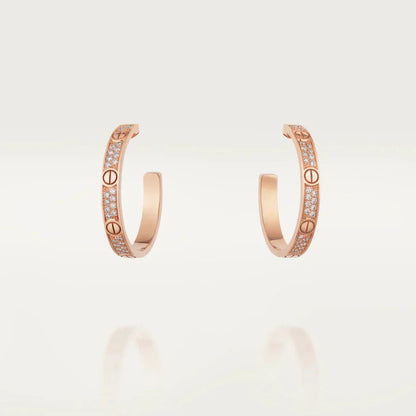 [Amore Jewels]LOVE DIAMOND PINK GOLD HOOP EARRINGS