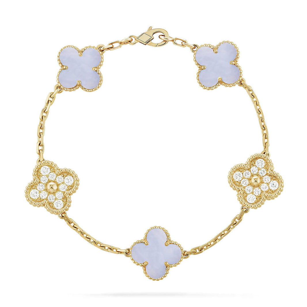 [Amore Jewels] CLOVER 5 MOTIF PURPLE CHALCEDONY BRACELET COLLECTION