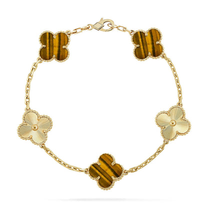 [Amore Jewels] CLOVER 5 MOTIFS TIGER EYE BRACELET COLLECTION