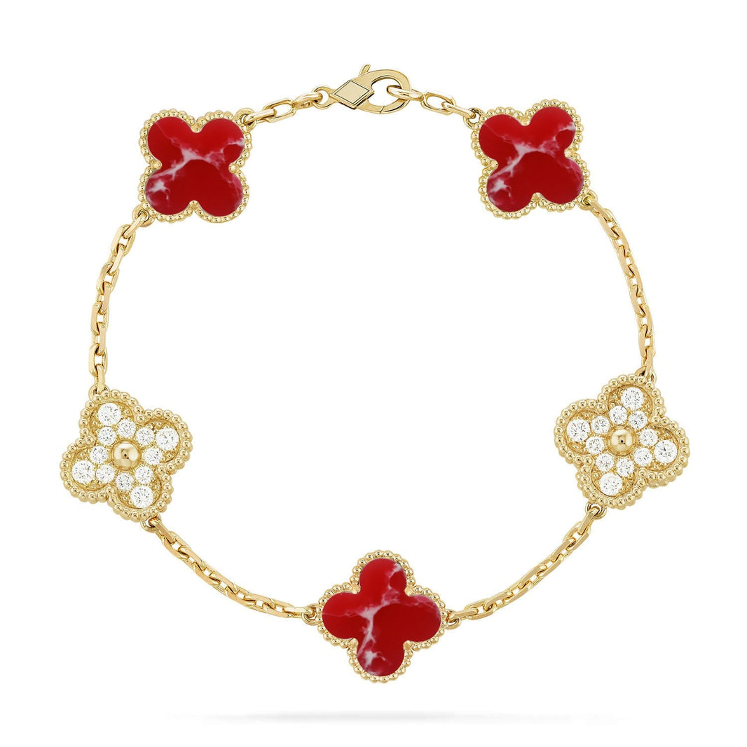 [Amore Jewels]CLOVER 5 MOTIF RED PATTERN BRACELET COLLECTION