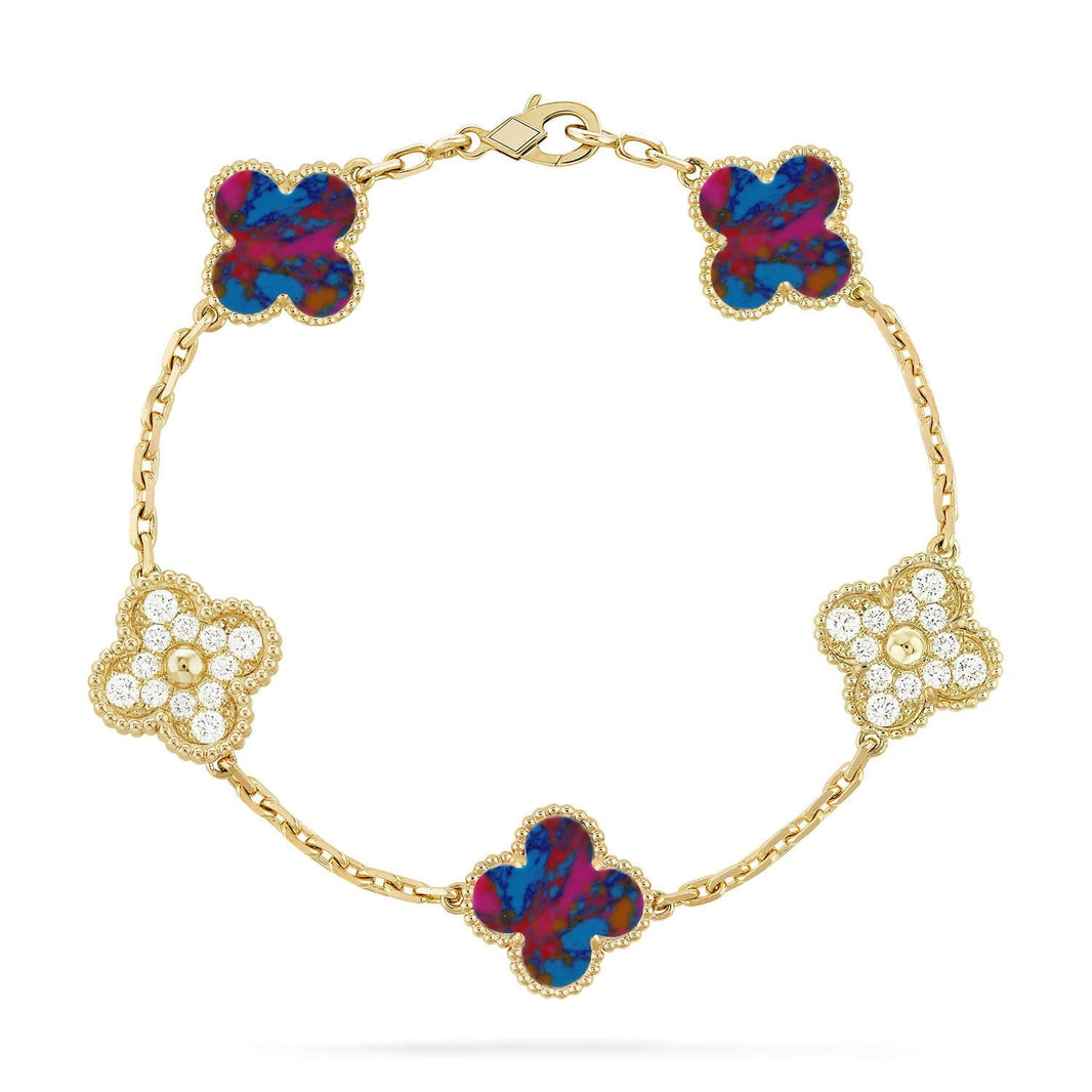 [Amore Jewels]CLOVER 5 MOTIF COLOR GEMSTONES BRACELET COLLECTION