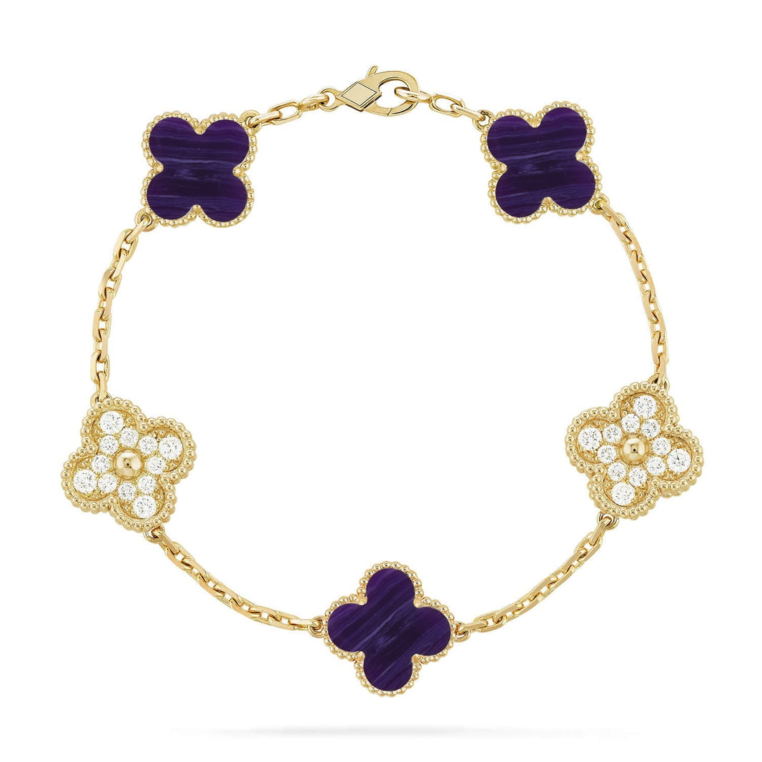 [Amore Jewels]CLOVER 5 MOTIF PURPLE STRIPES BRACELET COLLECTION