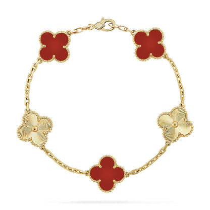 [Amore Jewels] CLOVER 5 MOTIF RED CORNELIAN BRACELET COLLECTION