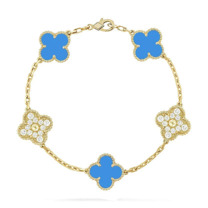 [Amore Jewels] CLOVER 5 MOTIF BLUE AGATE BRACELET COLLECTION