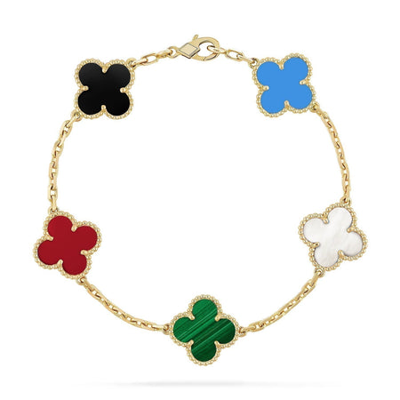 [Amore Jewels]CLOVER 5 MOTIFS MULTICOLOR BRACELET