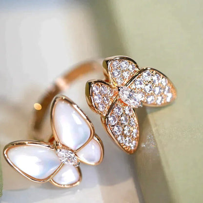 [Amore Jewels]TWIN BUTTERFLY DIAMOND MOP RING