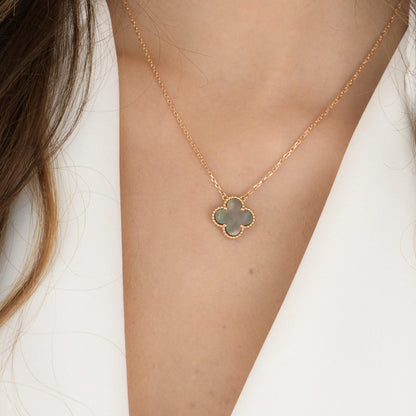 [Amore Jewels]CLOVER 15MM  GRAY MOTHER OF PEARL NECKLACE