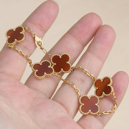 [Amore Jewels] CLOVER 5 MOTIF RED CORNELIAN BRACELET COLLECTION