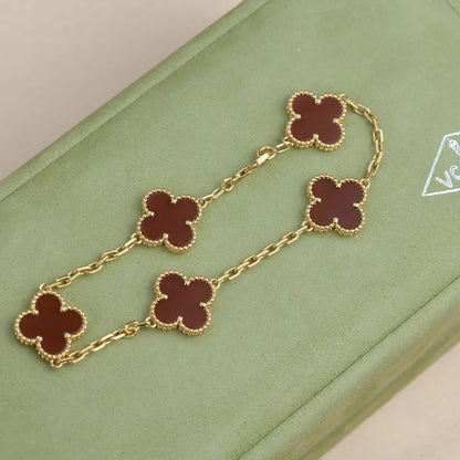 [Amore Jewels] CLOVER 5 MOTIF RED CORNELIAN BRACELET COLLECTION