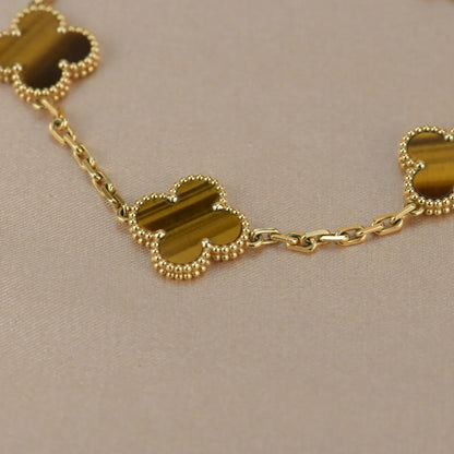 [Amore Jewels] CLOVER 5 MOTIFS TIGER EYE BRACELET COLLECTION