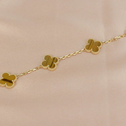 [Amore Jewels] CLOVER 5 MOTIFS TIGER EYE BRACELET COLLECTION