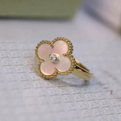 [Amore Jewels]CLOVER PINK MOP RING GOLD DIAMOND