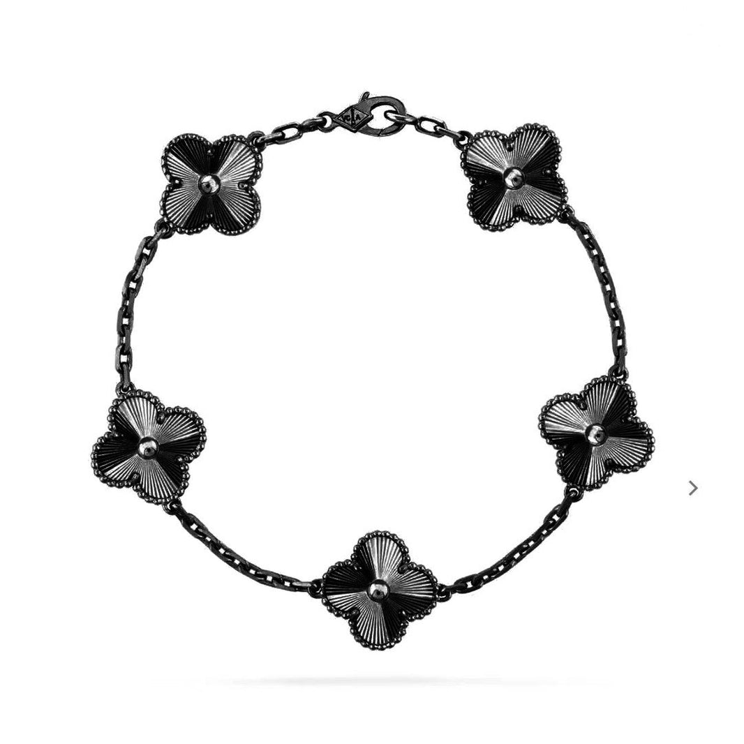 [Amore Jewels]CLOVER 5 MOTIF BLACK BRACELET