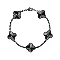 [Amore Jewels]CLOVER 5 MOTIF BLACK BRACELET
