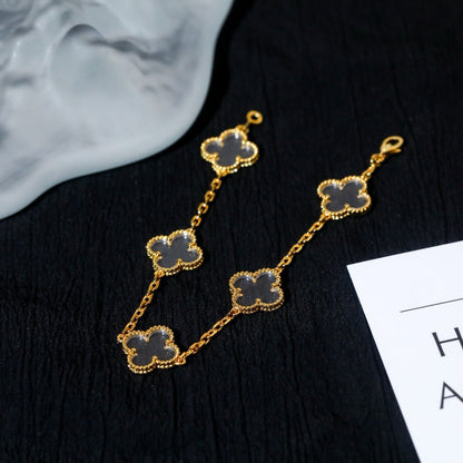 [Amore Jewels]CLOVER 5 MOTIF ROCK CRYSTAL BRACELET