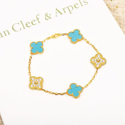 [Amore Jewels] CLOVER 5 MOTIF TURQUOISE BRACELET COLLECTION