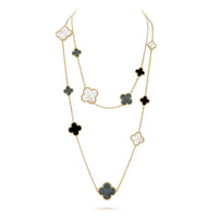 [Amore Jewels]CLOVER 16 MOTIF CHALCEDONY MOP Gold NECKLACE