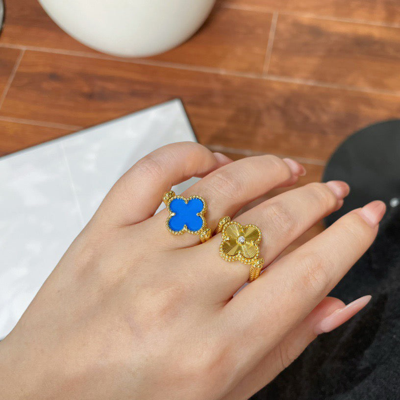 [Amore Jewels]CLOVER RIVERSIBLE BLUE AGATE RING