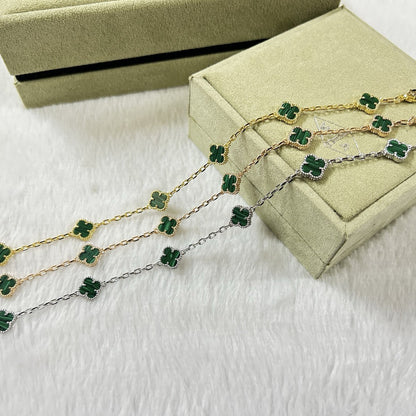 [Amore Jewels]CLOVER 6 MOTIF MALACHITE BRACELET